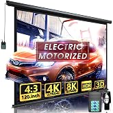 Motorized Projector Screen - Indoor and Outdoor Movies Screen Electric Projector Screen W/Remote Control (120 inch)