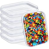 Sanwuta 6 Pcs Clear Hard Zipper Case Plastic Zipper Pouches Transparent Makeup Bag Pencil Case Pouches Toiletry Diaper Bag for Travel Toy Storage Organizer Bins(White,9.84 x 7.87 x 2 Inch)