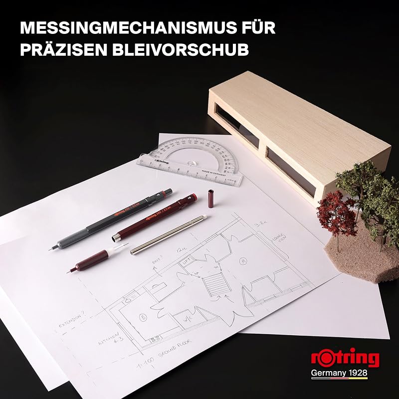 600 Druckbleistift | HB-Mine0,5 mm | Drehminenstift mit Vollmetallschaft | Steingrau | Rutschfestegerändelte Griffzone und Sechskantschaft