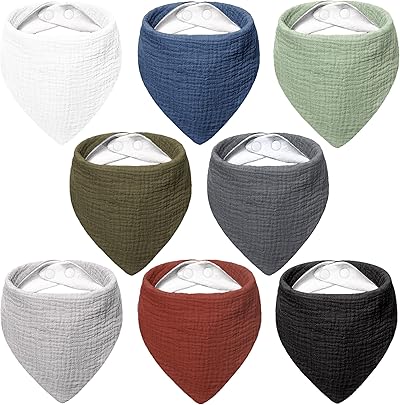 Bearmoss Lätzchen Baby Dreieckstuch Baby Musselin Halstuch Baby für Junge und Mädchen,100% Baumwolle Halstuch Baby Verstellbare 8 Stück