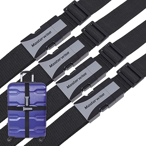 Masterwise Luggage Straps, 79” Adjustable Luggage Straps for