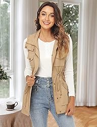 BBX Lephsnt Womens Utility Vest Drawstring Waist