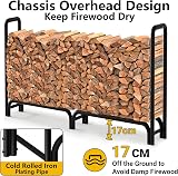 Amagabeli 8ft Firewood Holder with Cover Large Capacity Log Rack view 5
