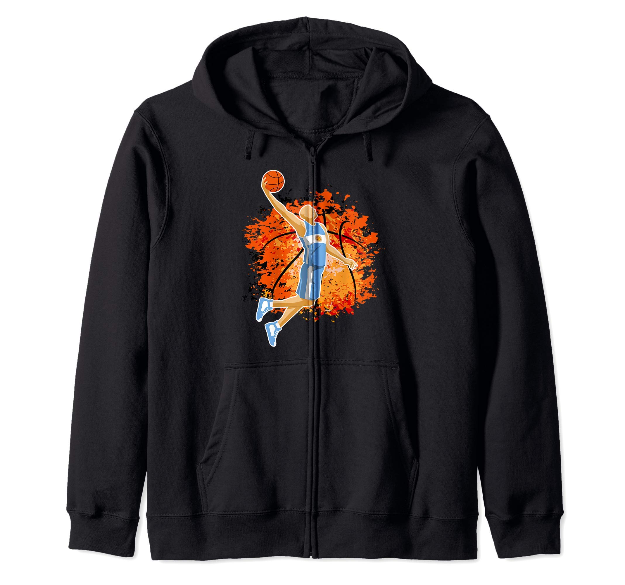 Argentina Basketball Argentinian National Flag Slam Dunk Zip Hoodie