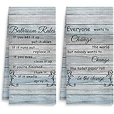 Fuasei Funny Bathroom Rules Decorative Hand Towels Set of 2, Rustic Farmhouse Hand Towels for Bathroom Decor, 16x24 Inch(Classic Style)