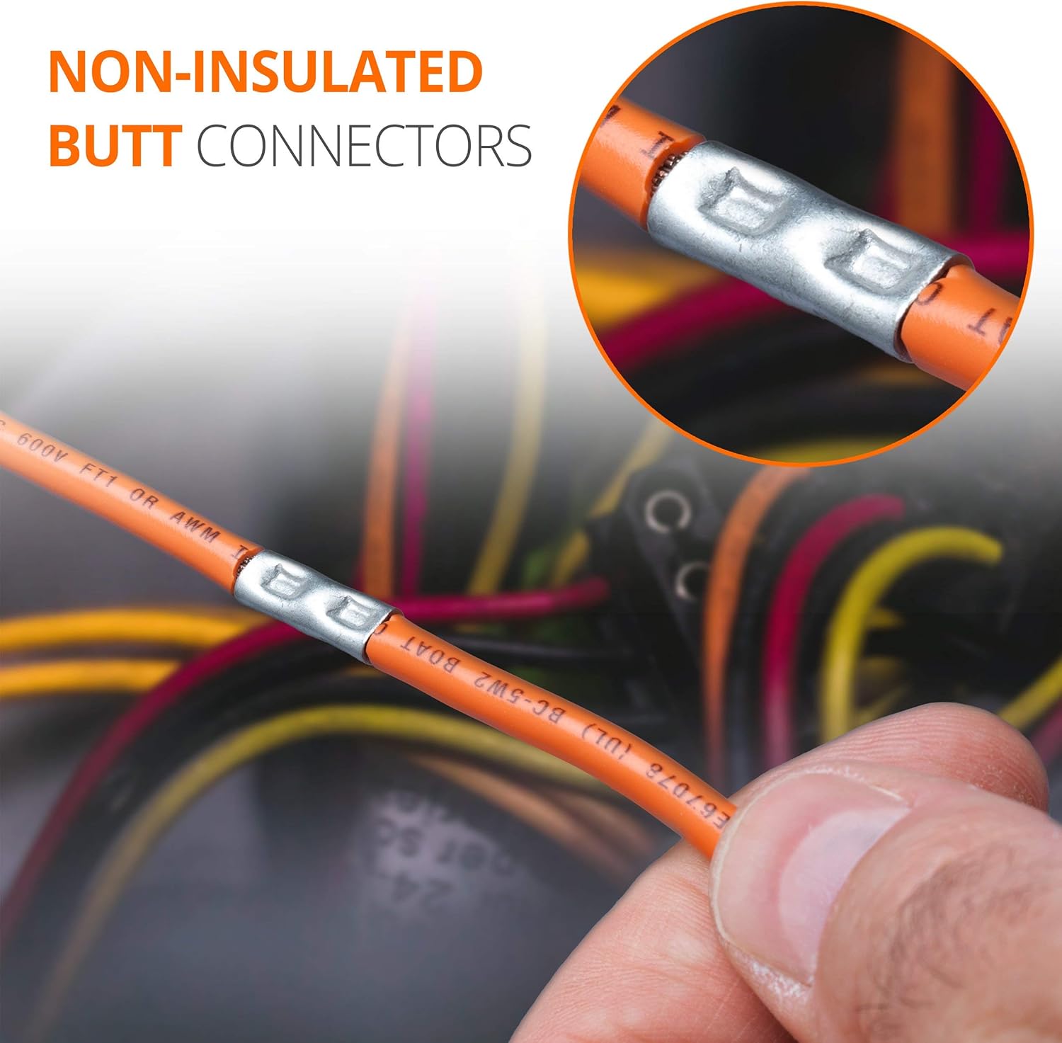 Wirefy 100 PCS Non Insulated Butt Connectors Kit - Butt Splice Wire Connectors - Electrical Crimp Terminals - 24-8 AWG: Home Improvement