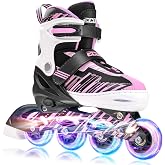 ECOO Adjustable Inline Skates for Kids Ages 4-12 | Boys and Girls Ages 5-8 8-12 with Light up Wheels Teen Skates for Beginner Outdoor and Indoor