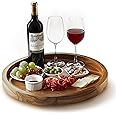 TIDITA 16" Acacia Wood Lazy Susan for Table Top - Wooden Turntable Serving Tray for Charcuterie Boards Cheese Board - Extra Large Black Round Lazy Susan Organizer - Kitchen Revolution for Cabinet