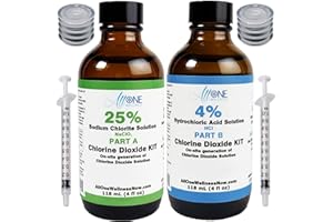 Chlorine Dioxide KIT Glass Sodium Solution 25% HCL 4% ClO2 2 Part CDS KIT 118 ml 4 oz Made in Canada | AllOne Wellness