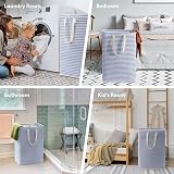 Lifewit 80L Collapsible Laundry Basket Hamper with Extended Handles Blue view 6