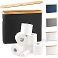 Lonbet - Toilet Paper Basket - Toilet Paper Storage - The Ultimate Bathroom Organizer - Bamboo Storage Basket, Toilet Paper Holder Basket, Bathroom Accessories Organizer (Black, 12 Rolls)