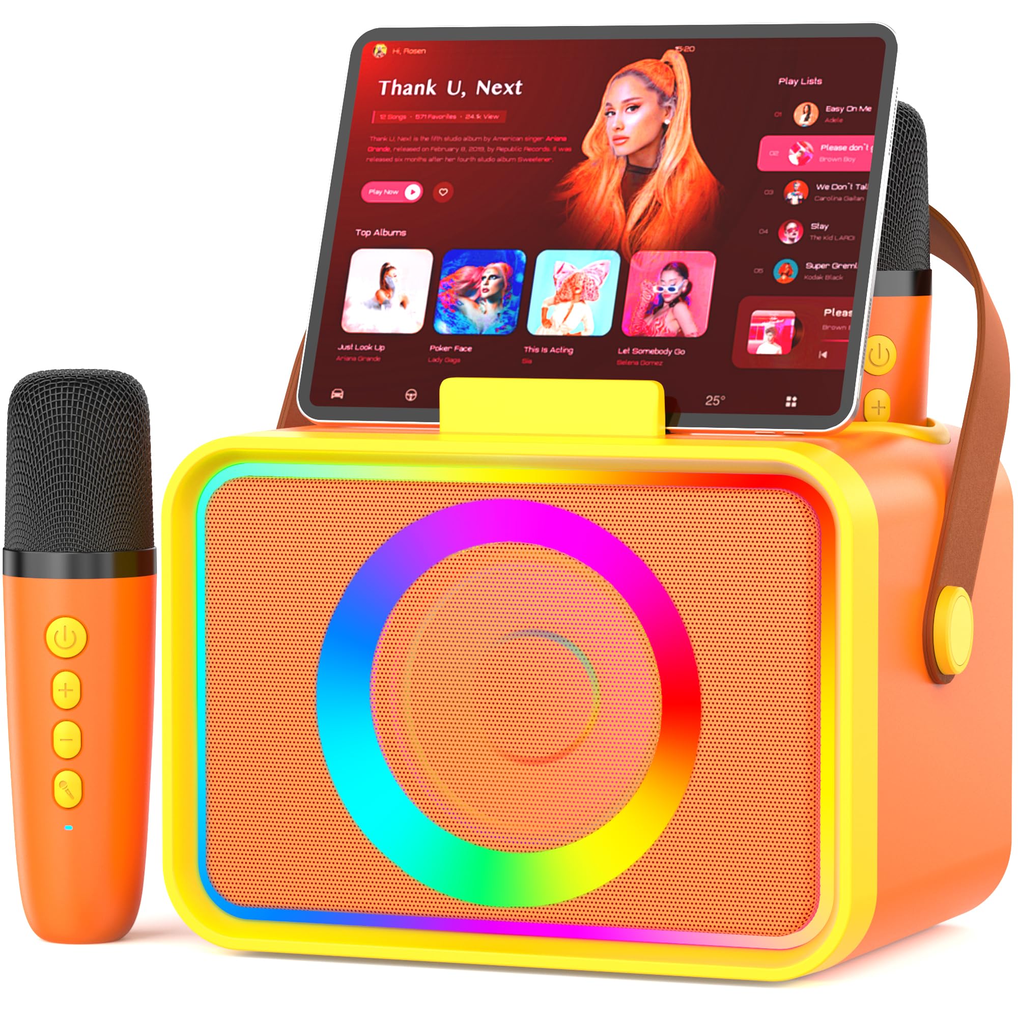 Karaoke Machine,Portable Bluetooth Speaker with 2 Wireless Microphone ...