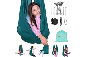 OUTREE Sensory Swing for Kids with 360° Swivel Hanger, Indoor Therapy Swing Great for Autism, ADHD, Sensory Processing Disorder, and Autistic Children (Dark Teal‌)
