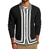 PJ PAUL JONES Men‘s Button Down Polo Shirts Striped Knitted Cardigan Sweaters