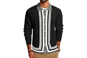 PJ PAUL JONES Men‘s Button Down Polo Shirts Striped Knitted Cardigan Sweaters