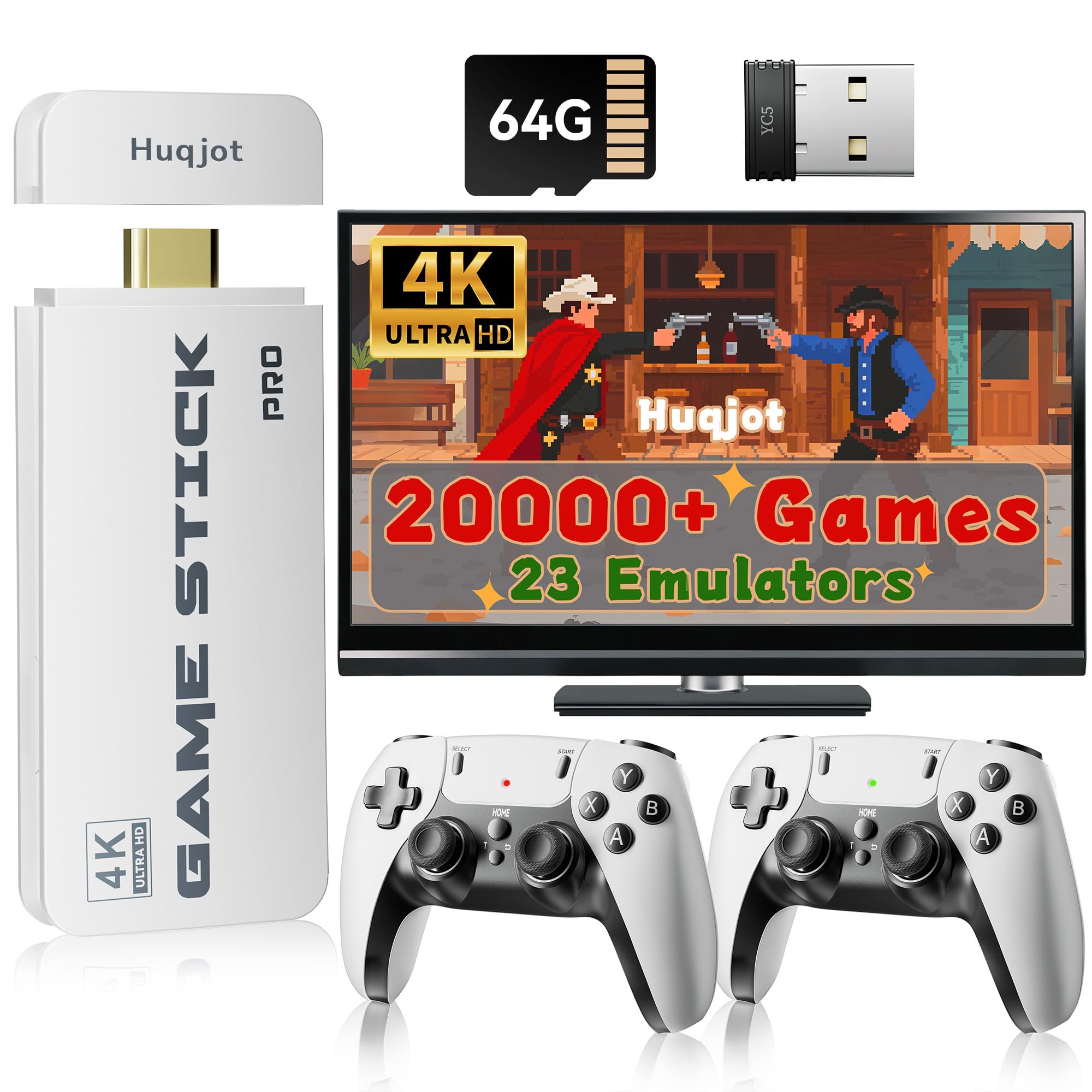 2026 NEW Upgrade Retro Gaming Console Pro, Vide Game Consoles with 4K HDMI, Built-in 20000+ Games & 23 Emulators, Plug and Play Video Gaming Consoles with Upgrade Dual 2.4G Wireless Controllers (64G)