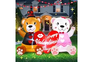 Wabolay Valentines Day Inflatables Outdoor Decorations 5.5ft Long Valentine Blow Up Yard Inflatable Couple Bears Decor with Heart Romantic Blowups Décor for Indoor Outside Lawn Wedding Party Garden