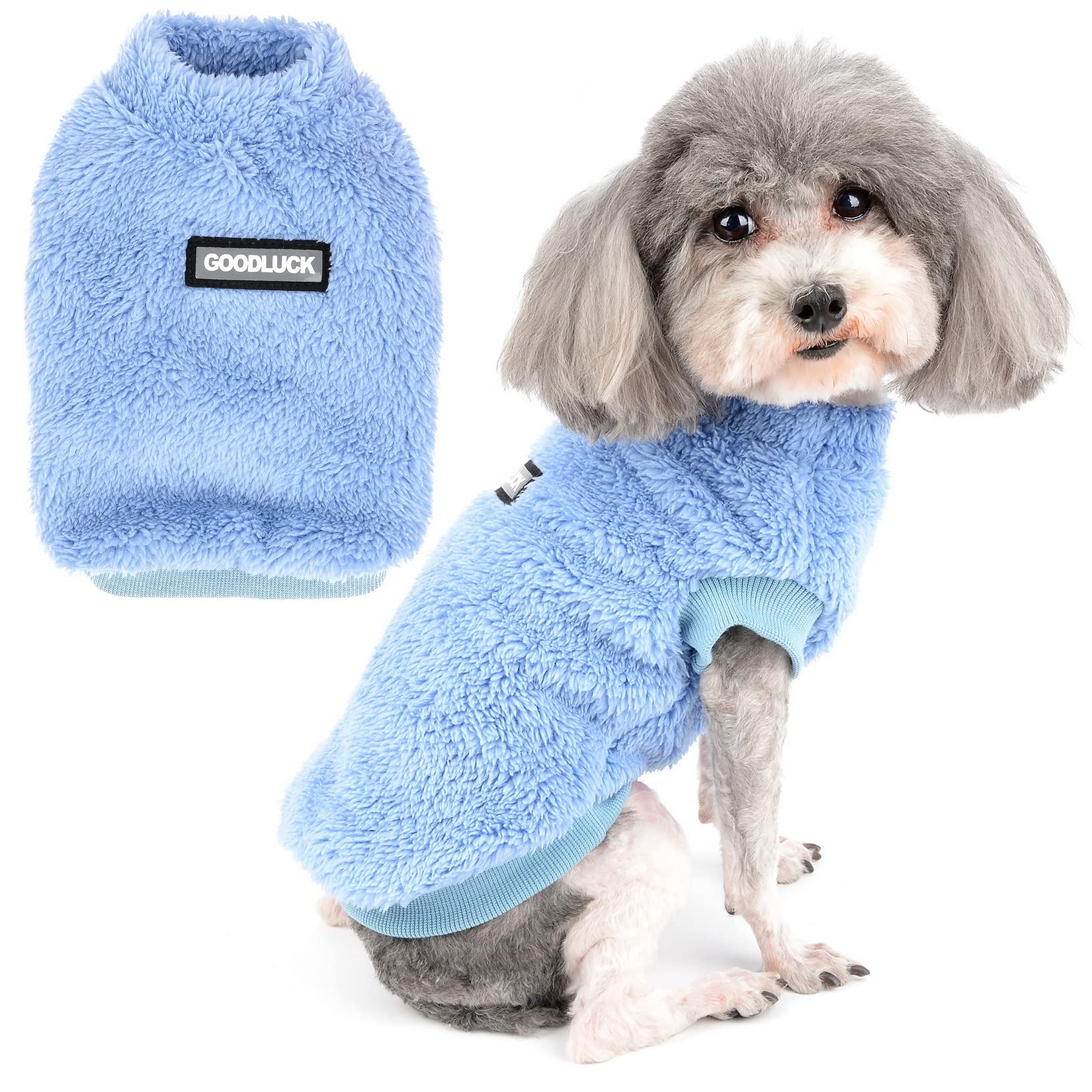 Zunea Dog Jumper Winter Warm Fleece Sweater Coat for Small Dogs Soft Pullover Jacket Coat Fuzzy Puppy Clothes Cold Weather Vest Pet Girls Boys Apparel for Chihuahua Yorkie Cats Blue XL