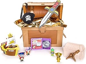 RYAN'S WORLD Cap’n Ryan’s Micro Mystery Treasure Chest, All-New Surprises, Micro Figures, Micro Pirate Ship, Putty, Micro Dig ‘n Discover, Pirate Gear So Kids Can Be Just Like Cap’n Ryan, Kids Toy