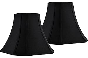 JERHOUS Black Square Cut Corner Bell Lamp Shade Set of 2 Medium Lampshade 6.5``Top×13``Bottom×10.6``Hight(Spider) Modern Lamp Shade for Table & Floor Lamp - Lampshade Replacement