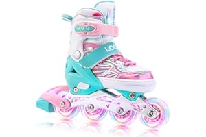 LOCAVUN Inline Skates for Girls and Kids, Roller Skates Blades with 4 Size Adjustable Light up Wheels for Kids Girls Beginner Ages 4-8 5-8 6-12 8-12 Indoor Outdoor