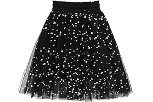 Girstunm Tulle Skirts for Women Elastic Waist Dancing Skirt Mesh Tulle Above Knee Skirts