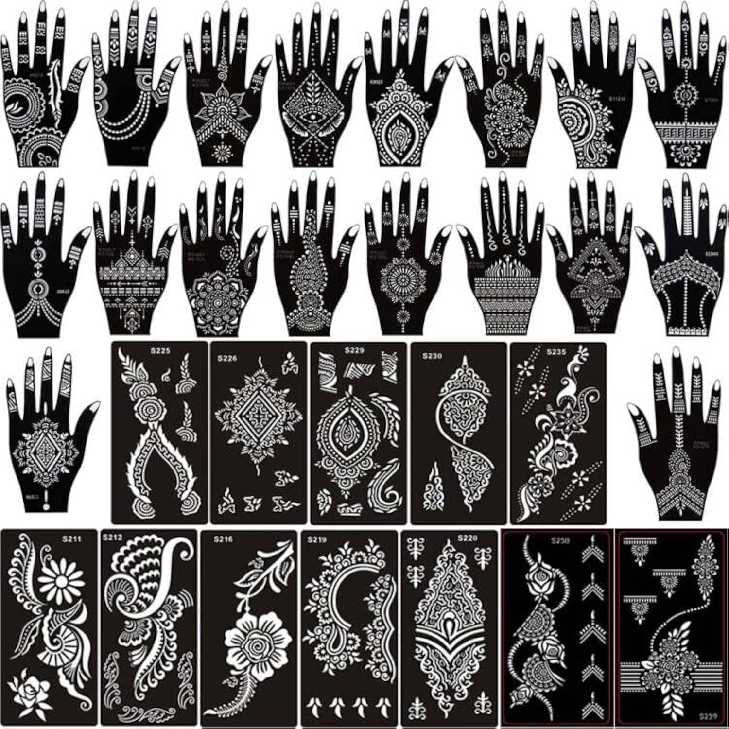 Xmasir Set of 30 Sheets Indian Arabic Tattoo Stencil, Temporary Tattoo Template Kit, Flower Stencils for Women Girls (Only Templates,No Tattoo Ink)