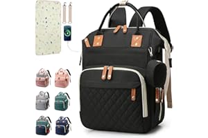 SHITIESHOU Diaper Bag Backpack Baby Bag, Baby Girl Boy Diaper Bag for Dad Mom with Pad, 16 Pockets, Pacifier Case, Large Diaper Bag Unisex for Travel (Black)