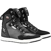 KEMIMOTO Motorcycle Shoes High Top with Thick Heel Protective Gear Anti-Slip Motorcycle Boots for Men Microfiber Leather Material
