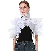 Women Feather Shawl Gothic Collar Cape Halloween Angel Demon Cosplay Party Costume