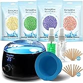 EarayWax Waxing Kit for Women Men, Wax Warmer Hair Removal at Home with Hard Wax Beads & Silicone Pot, Suitable for Sensitive Skin Brazilian Bikini, Facial, Underarms, Legs, Full body