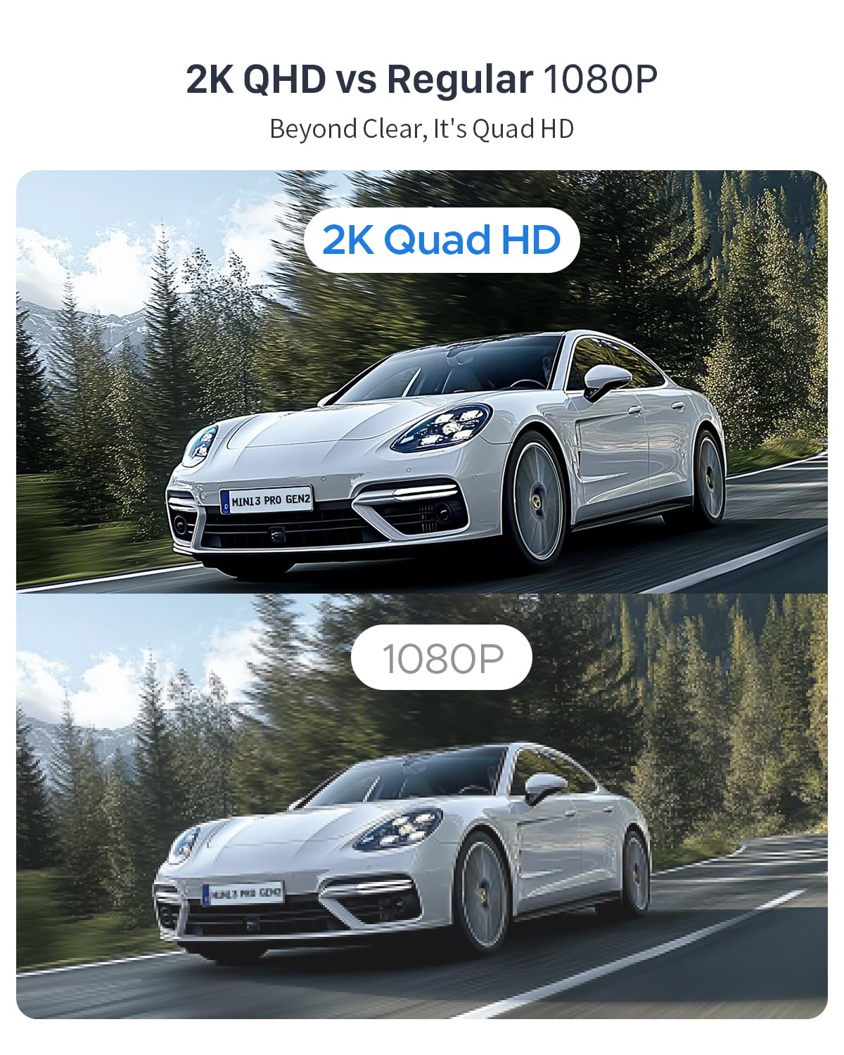 KAWA 2K Dash Cam for Cars with Voice Control - Stealth Display Tiny Dashcam Front Included 32GB Micro SD Card, Super Night Vision, 1296P QHD, G-Sensor, Built in WiFi & App Car Camera