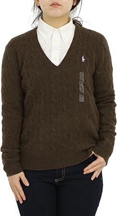 Amazon ポロ ラルフローレン Polo Ralph Lauren ラルフローレンレディース メリノウール ケーブル Vネックセーター 無地 ワンポイント 並行輸入品 セーター 通販