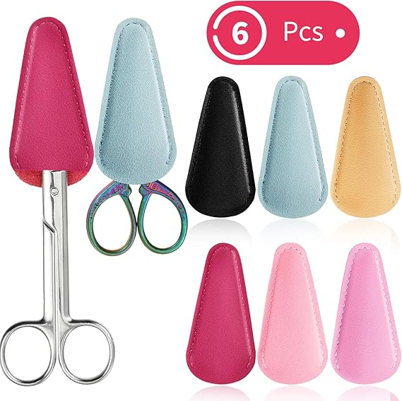 6 Pieces Scissors Sheath Safety Leather Scissors Cover