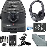 Zoom Q2n Handy Video Recorder Deluxe Bundle with Stereo Headphones + Clip Clamp + 32 GB SD + AA Batteries w/ Charger + FiberTique Cleaning Cloth