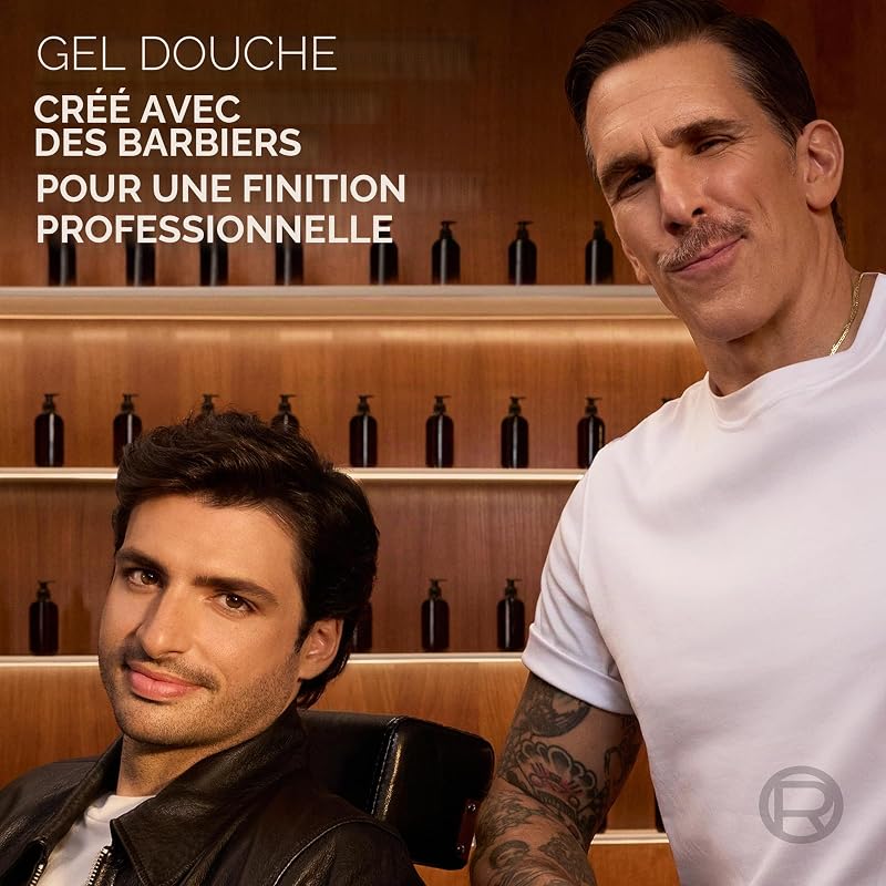 Gel douche Barber Club formulé avec de l'huile de bois de cèdre pour nettoyer, nourrir et hydrater la barbe, la peau et les cheveux, 1L