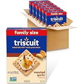 Triscuit Roasted Garlic Whole Grain Wheat Crackers, Family Size, 6 Boxes | Lunch Snacks, Bulk Snack Crackers, 100% Whole Grain Wheat, Non-GMO, No Artificial Colors or Flavors