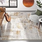 Eleisa Modern Abstract 8x10 Area Rug for Living Room, Gold & Brown, Non-Slip Stain Resistant Washable Rug, Abstract Vintage Home Decor Carpet for Bedroom, Kitchen, Dining Room