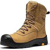 ROCKROOSTER Beaufort CSA Men's Work Boots, 8" Composite Toe Waterproof Black Lace up Leather Construction Boots, Traction Lug Rubber, Metal Free, Cut Resistant, ASTM F2413-18 PR EH, VAK830