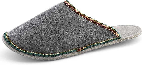 Pantoffelmann Filz Gästepantoffeln mit Filzsohle & mehrfarbiger Bordüre