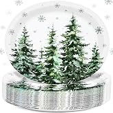 Homlouue 50 PCS Christmas Tree Oval Paper Plates, 12