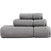 Vera Wang - Bath Towels, 100% Soft & Absorbent Terry Cotton, Low Linting and Fade Resistant, Medium Weight Bathroom Towels (Modern Lux Grey, 3 Piece)