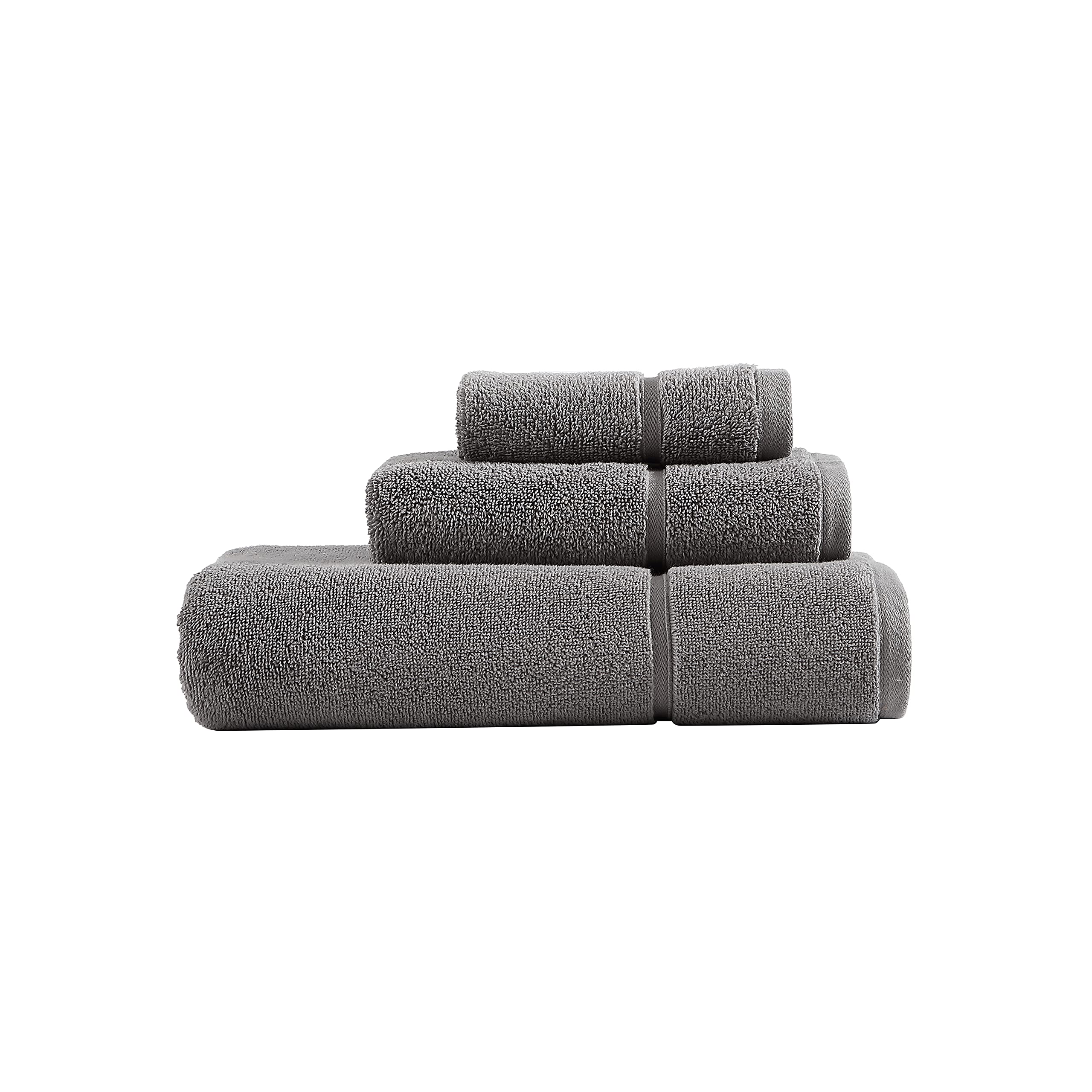 Vera Wang - Bath Towels Set, Luxury Cotton Bathroom Set, Plush & Super Absorbent, Oeko-Tex Certified (Modern Lux Grey, 3 Piece)