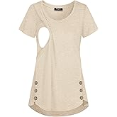 Quinee Women's Casual Button Side Nursing Tops Maternity Breastfeeding Tunic