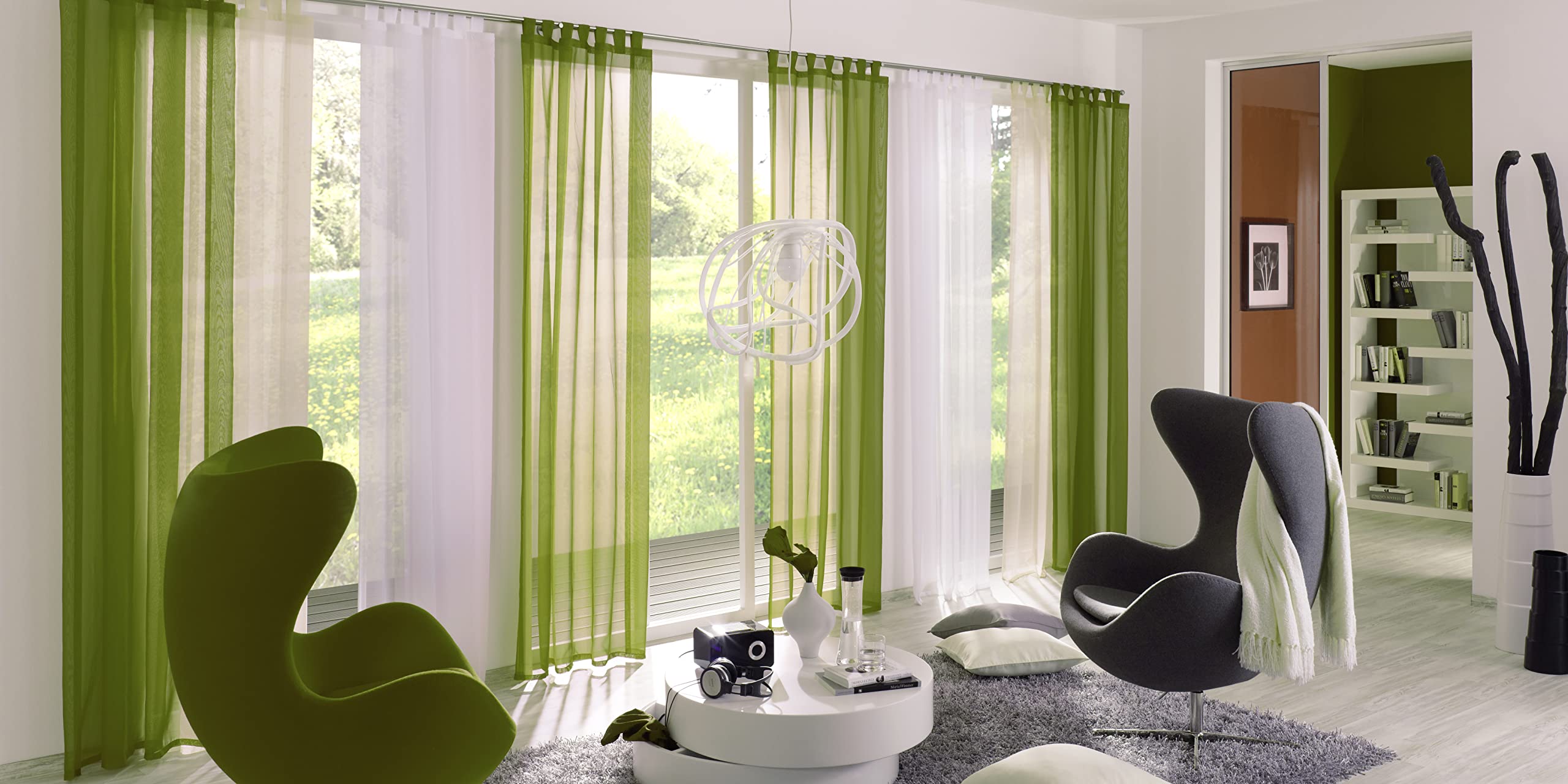 Elbersdrucke Feel Good 001 198251 Tab-Top Curtain White 255 x 140 cm