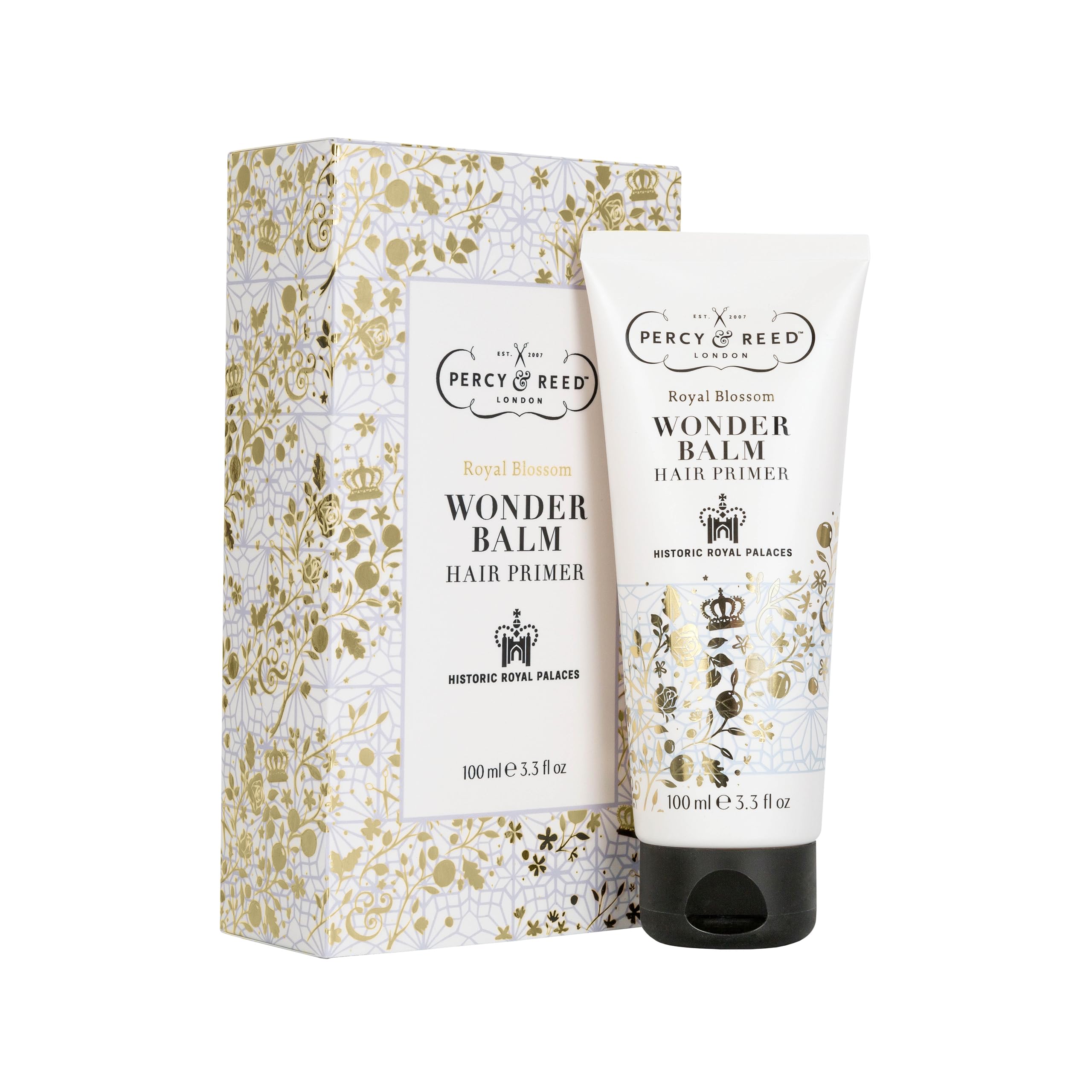 Percy & Reed Royal Blossom Wonder Balm Hair Primer - Up to 72-Hour Frizz Shield, Provides Control & Shine, Long-Lasting Results, Suitable for All Hair Types.Sulphate-Free, Vegan-Friendly - 100ml