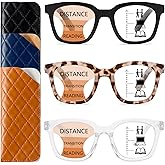 ZXYOO 3 Pack Near-range Workspace Progressive Reading Glasses for Women Men Square Oprah Style Blue Light Blocking Readers