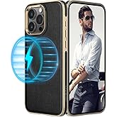 LOHASIC for iPhone 16 Pro Leather Case Compatible with MagSafe, Luxury Soft Magnetic Slim Designer Cover iPhone 16 Pro Phone Case Cover for Men Women, Black