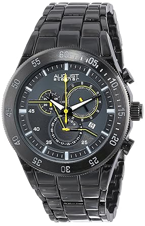 August Steiner Mens AS8083BK Swiss Quartz Chronograph Gun Bracelet Watch