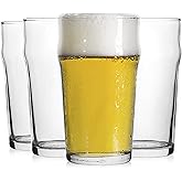 Pint Glass,British Style Imperial Beer Glasses(Set of 4),English Pub style Ale glassware,Unique Design Lager Drinking Glasses,Easy Stacking in The Cupboard (18 oz Set of 4)